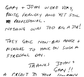 Customer comments